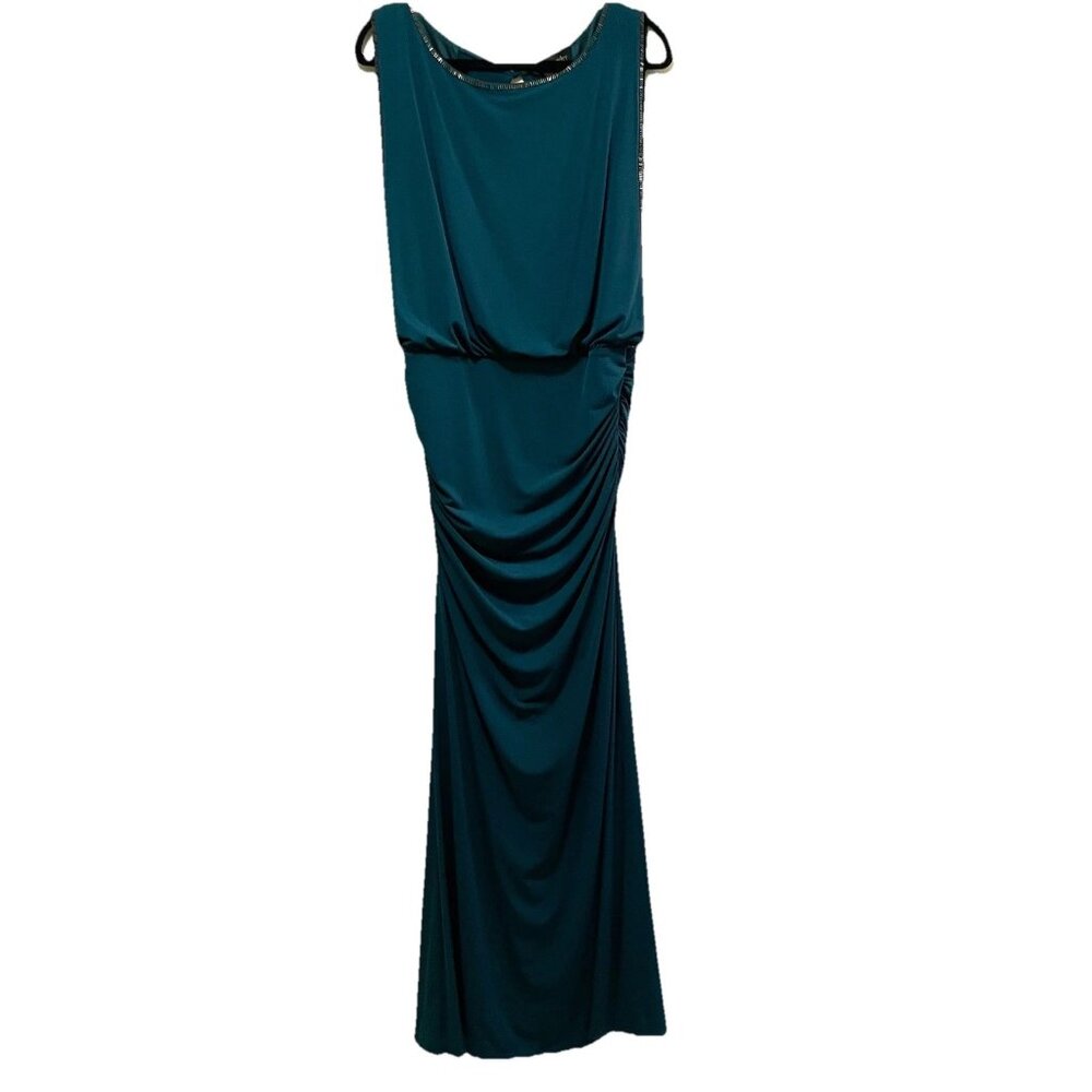 LAUNDRY BY SHELLI SEGAL Green Blouson Beaded Formal Evening Dress Sz 10